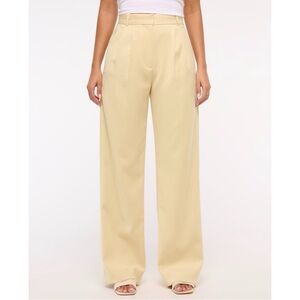 Abercrombie & Fitch Butter Yellow Pleated Wide Leg Trousers
